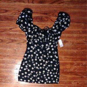 BP MIni Dress Black White Daisy Women Size Small Tie Front  Floral Lined…